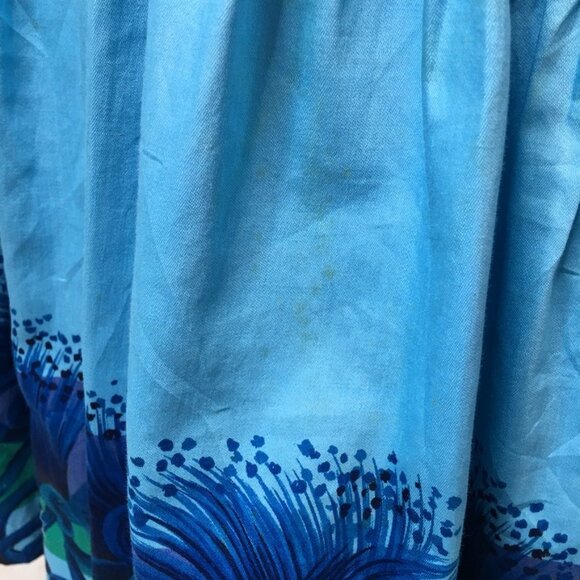 An Original Hawaiian Togs Maxi Dress Size Small Blue Ruffled Cotton Vintage - Picture 11 of 16